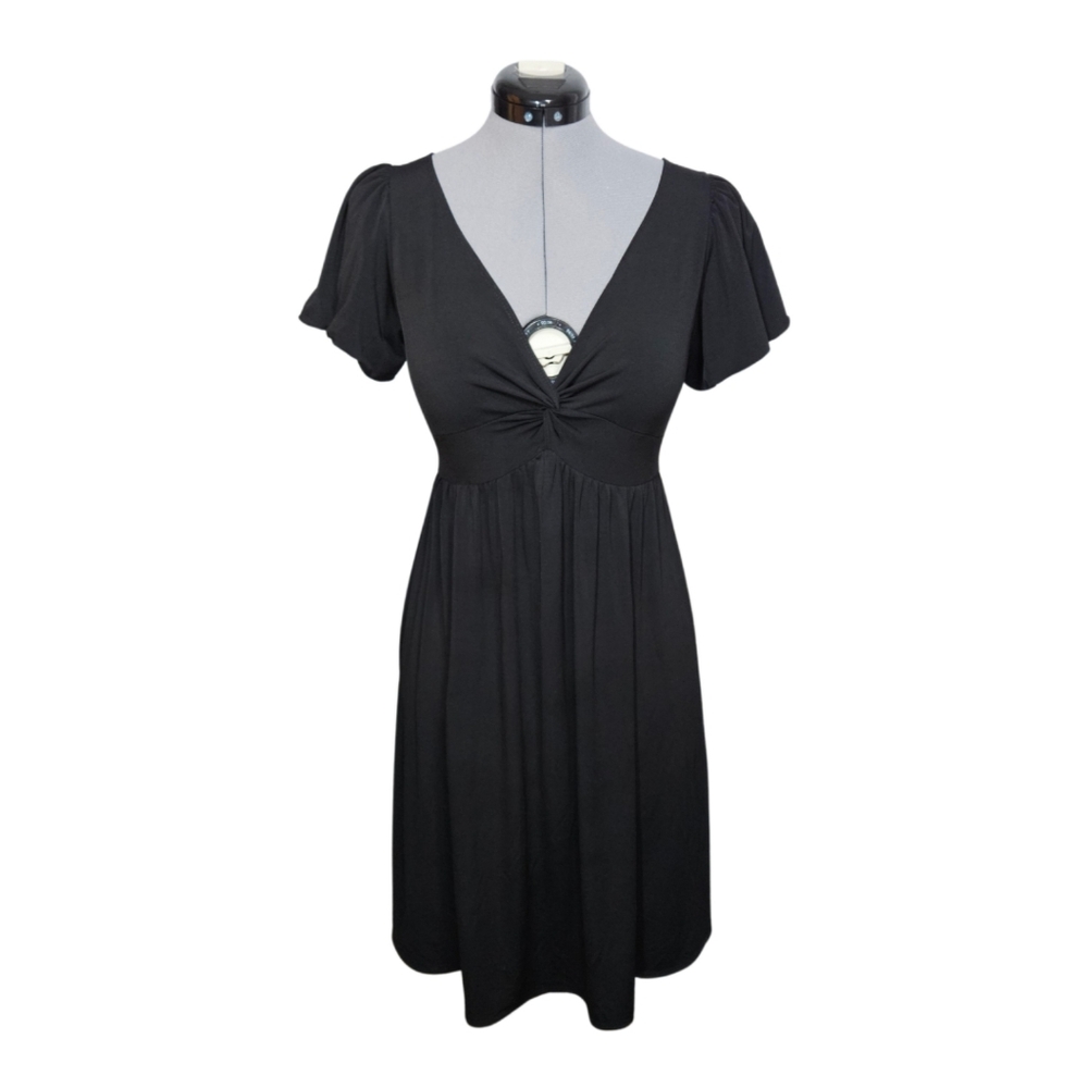 Max Studio Women's SIZE M Y2K Empire Babydoll V-Neck Slinky Cocktail Dress Black